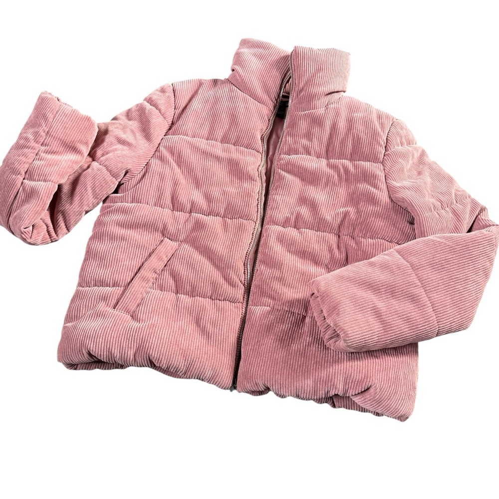 U2B Pink Corduroy Puffer Jacket, cropped, zip front, size L